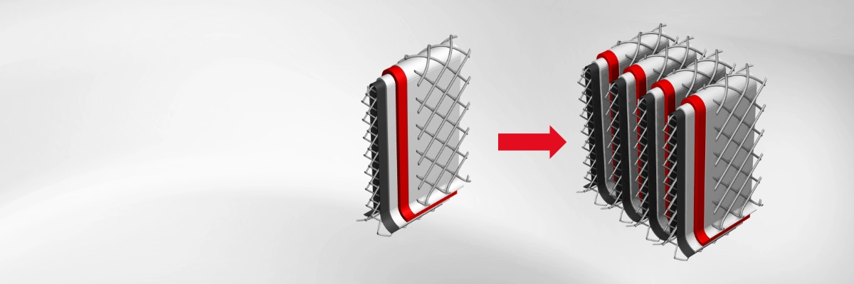 3D model of a multilayer filter pleat