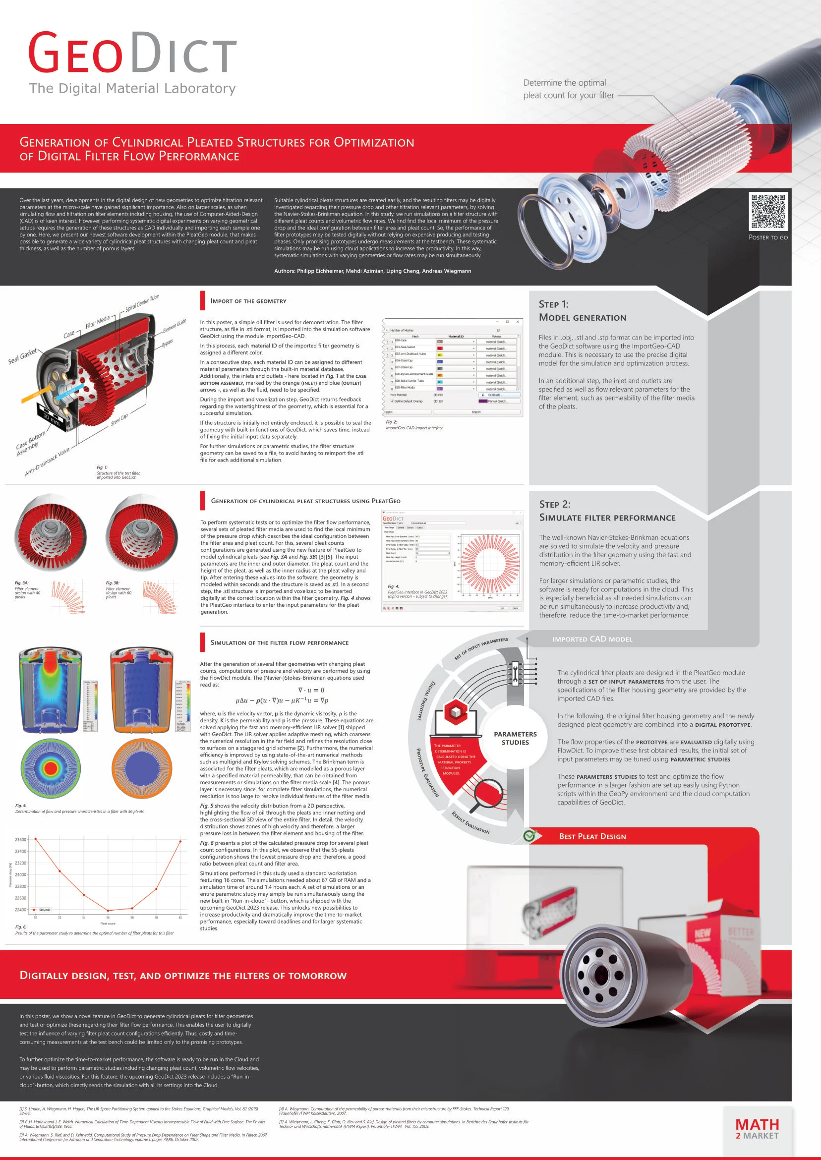Generation of Cylindrical Pleated Structures for Optimization of Digital Filter Flow Performance