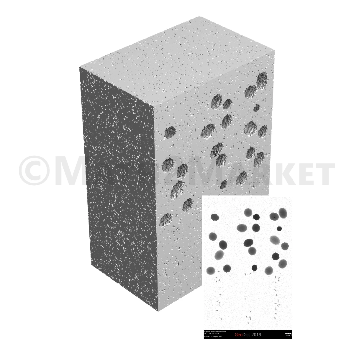 3D microstructure of biographite from red oak wood, used as a sustainable anode material for batteries. Modeled with GrainGeo and ProcessGeo.