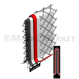 3D model of a single multilayer filter pleat and 2D image of the pleat