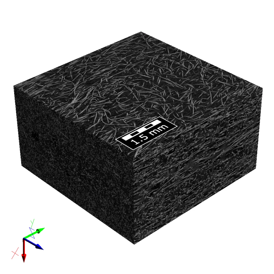 3D visualization of a micro-CT scan of glass-fiber reinforced polypropylene in GeoDict
