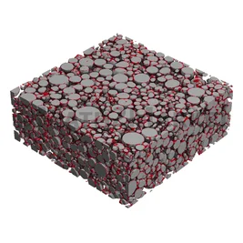 Die Bindemittelphase wird nach der Segmentierung mittels künstlicher Intelligenz anhand der ID des aktiven Materials identifiziert.