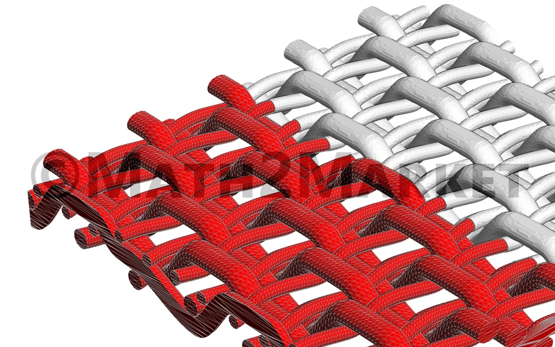 Netzgewebe eines Formiersiebes, mit WeaveGeo erstellt und mit ExportGeo-CAD trianguliert
