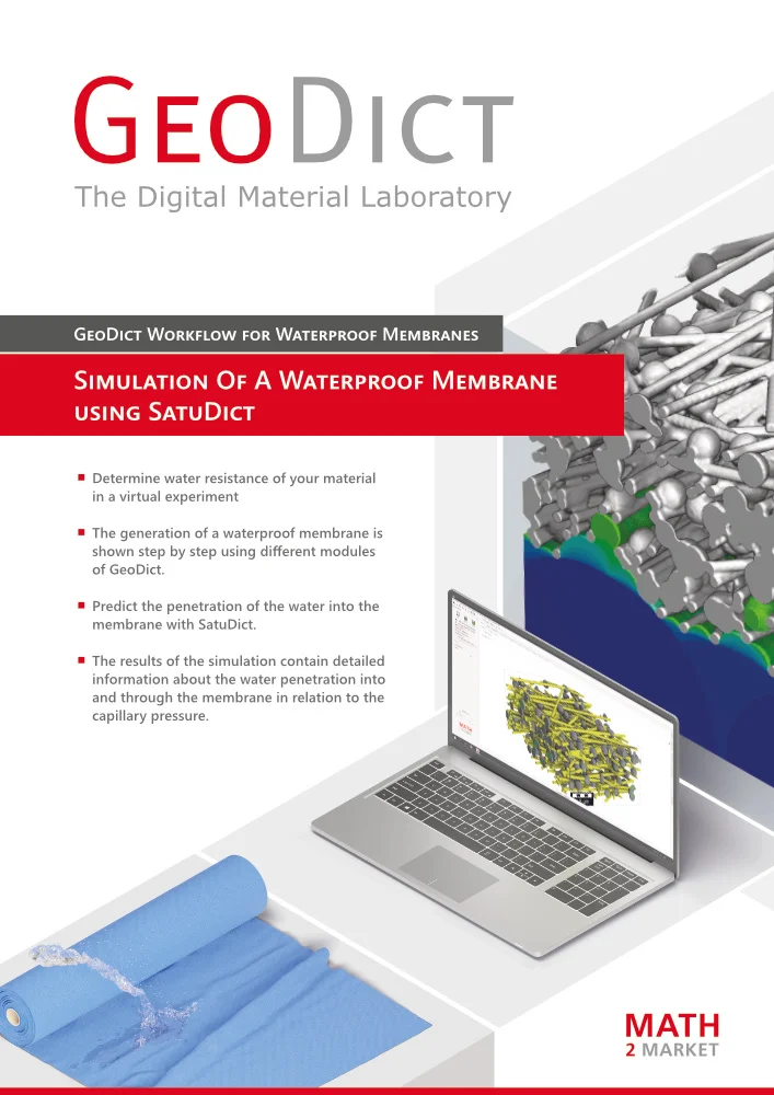 GeoDict Workflow für wasserdichte Membranen - Simulation einer wasserdichten Membran mit SatuDict