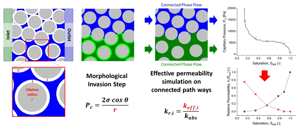 From morphological phase population to flow simulations on a simplified 2D illustration.