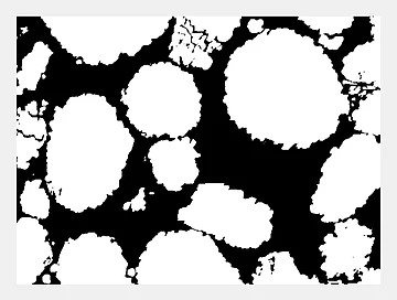 Segmentiertes 2D-Bild (aus 3D-FIB-SEM), das zur Erstellung des digitalen Zwillings verwendet wurde.
