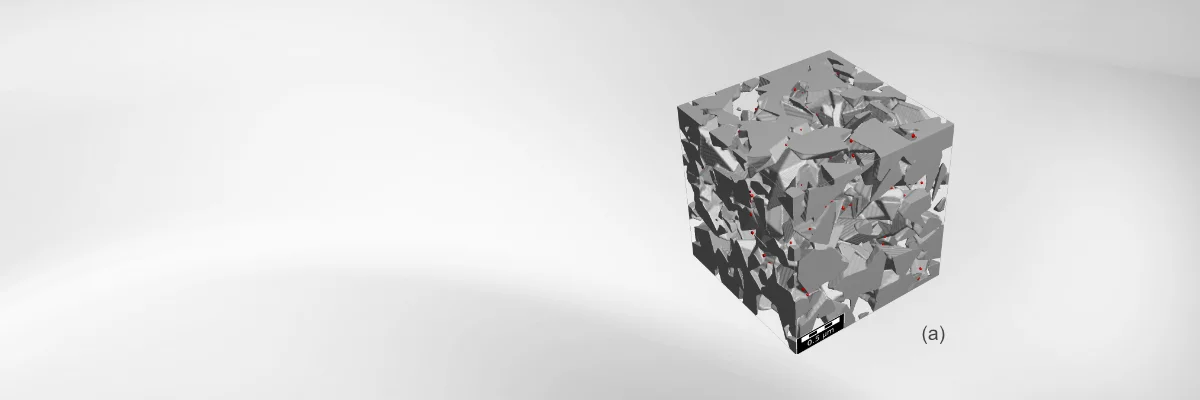 Simulation of Knudsen diffusion in a catalyst washcoat with DiffuDict: The visualization shows molecule-wall interactions calculated using the Monte-Carlo method