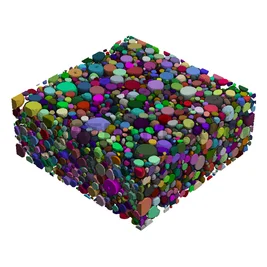 Identifizierte Körner werden als Indexbild auf dem 3D-Mikrostrukturmodell angezeigt.