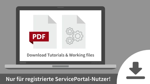 Ein Laptop zeigt ein Tutorial, das exklusiv nach der Anmeldung in unserem ServicePortal für Sie verfügbar ist.
